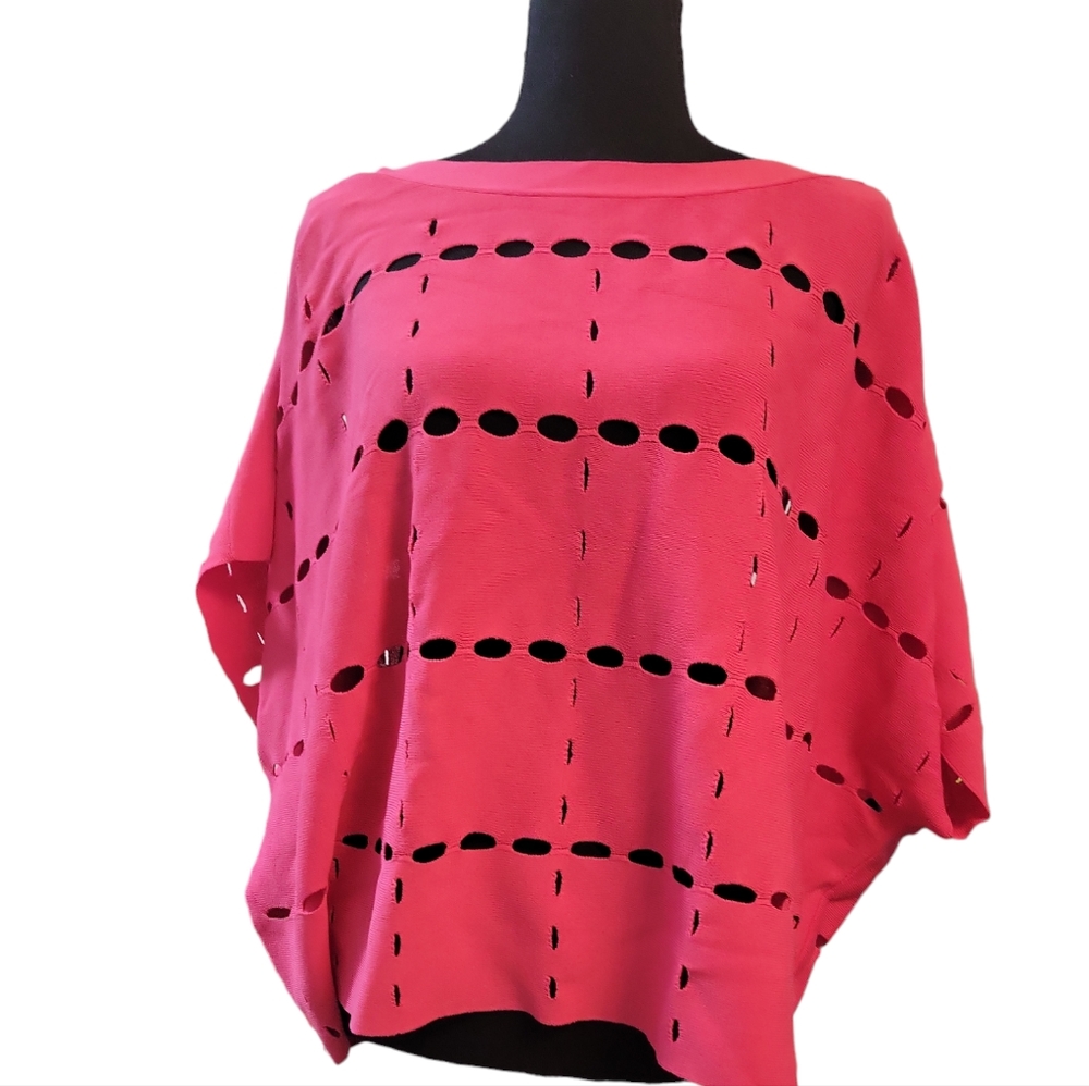 Andrea Jovine L/XL  hot pink boat neck Women's Spring Knit Popover.